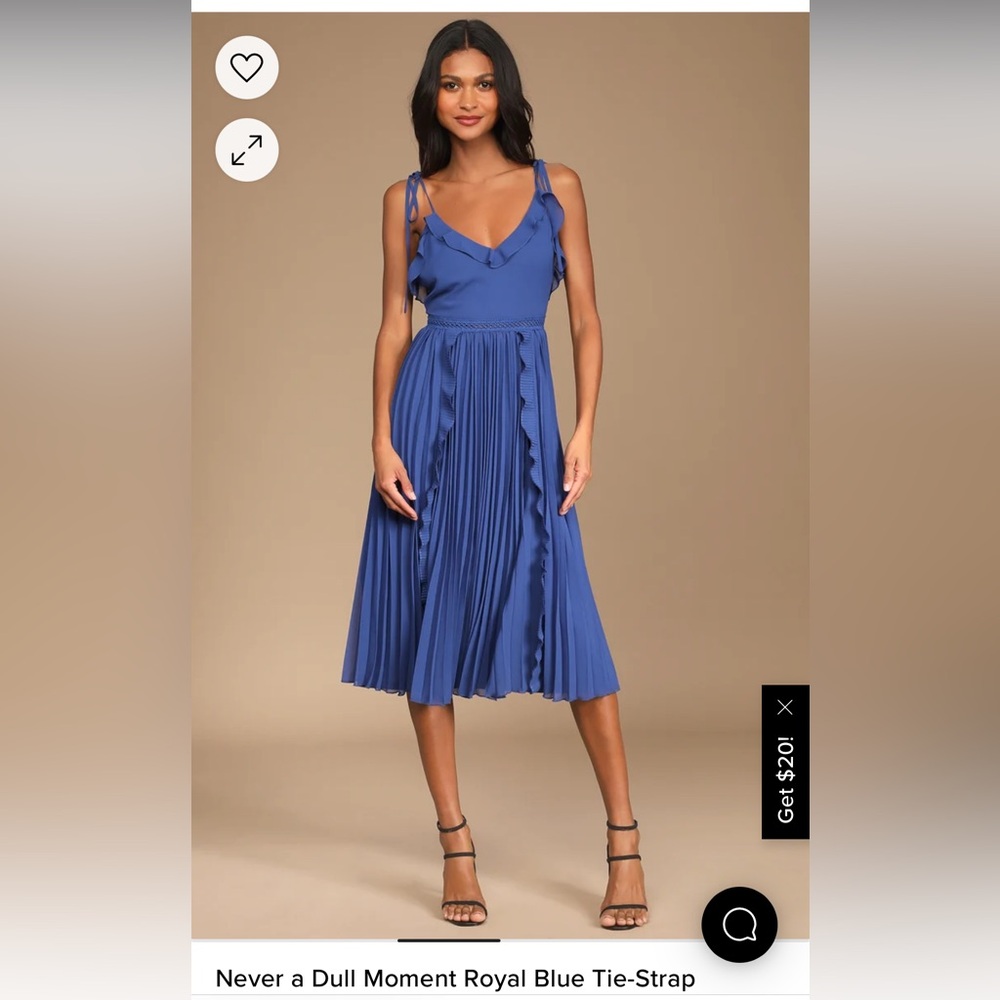 NWT XS blue Lulu’s pleated midi dress